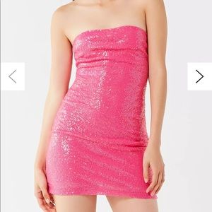 Pink sequin mini dress